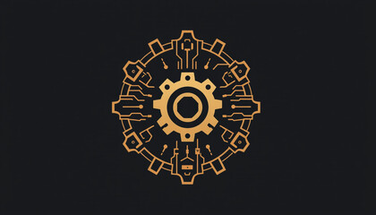 An intricate golden geometric logo with a futuristic and symmetrical design, representing technology, branding, and digital aesthetics.