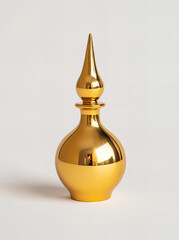 Ornate Golden Perfume Bottle with Jewel-like Pattern, Vintage Style, Isolated on White Background, Luxury Fragrance Container, 3D Rendering