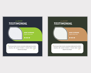 Creative testimonials ,Vector templates, client testimonial design,Clients review, customer feedback, social media post. Modern clean clients testimonial or client feedback review design with organic 