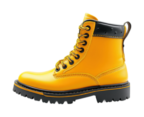 Stylish yellow boots urban setting isolated on transparent background - Generative AI