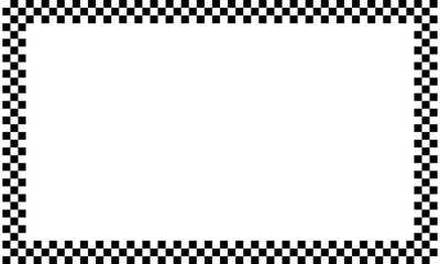 Pixel art frame. Checkered pattern rectangle frame. Checkerboard pattern border frame