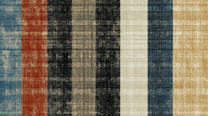 Rustic ticking stripe pattern with crosshatch texture for fabric and interior design