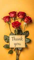 Fototapeta premium thank you card with roses, Thanks and Thank you , Best AI generated stylish with flowers