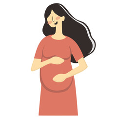pregnant woman symbol. beautiful pregnant woman with long hair vector illustration
