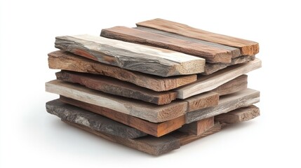 Rustic wood pieces studio shot