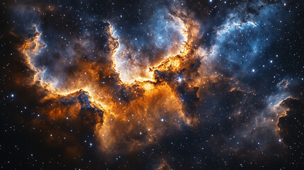 Fototapeta premium Vibrant cosmic clouds illuminated by stellar nurseries in deep space