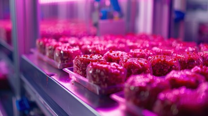 Advanced Technology in Food Production with Vibrant Colors and Upscale Packaging in a Modern Factory Environment