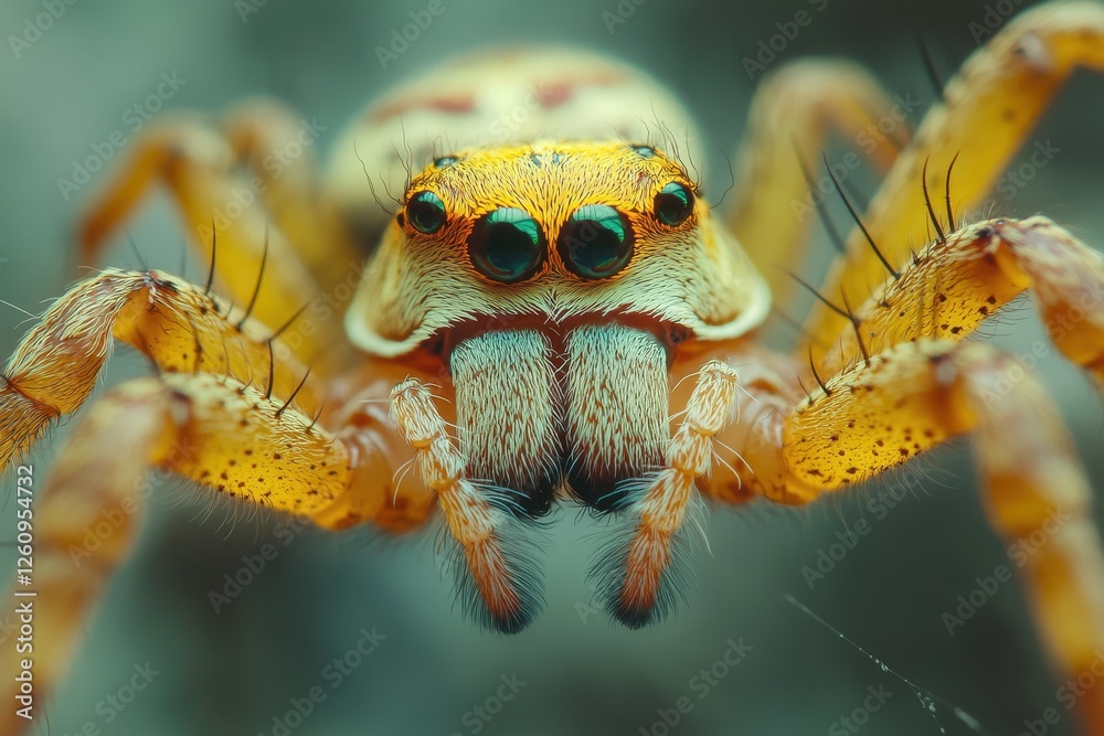 Poster large close-up view of a spider highlighting its intricate anatomy and textured surface in natural l