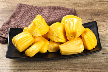 Raw ripe yellow jackfruit segment