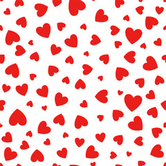 Cute red hearts seamless vector pattern. Valentines day background made of tiny heart silhouettes. Vector illustration.