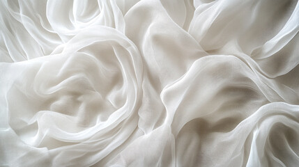 Fototapeta premium Elegant white fabric draped in soft waves creating a serene and delicate texture
