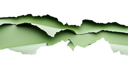 Green ripped paper with transparent background creating a layered effect