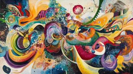 Fototapeta premium Harmonic convergence of vibrant hues in an abstract expressionist swirl