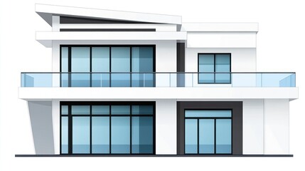 Fototapeta premium Modern house design, white exterior, clear sky