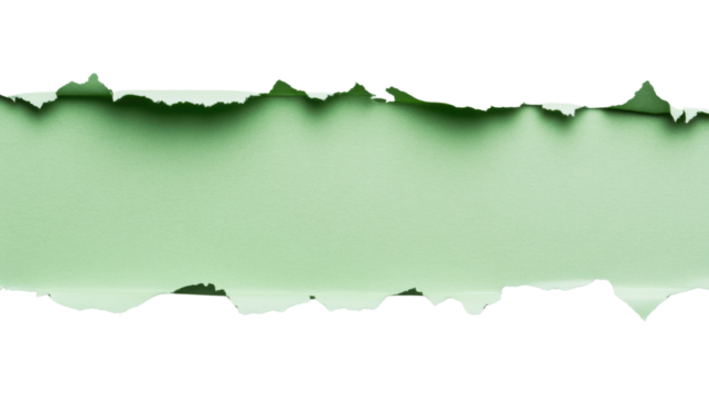 Ripped green paper with transparent background creating copy space - Powered by Adobe