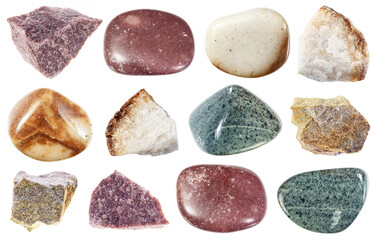 natural specimens of uncut quartzite rocks cutout