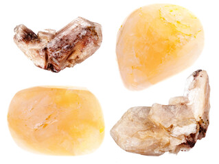 natural specimens of uncut stilbite rocks cutout