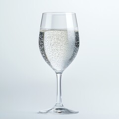 Refreshing sparkling water in a clear glass Elegant glass of sparkling water with bubbles.