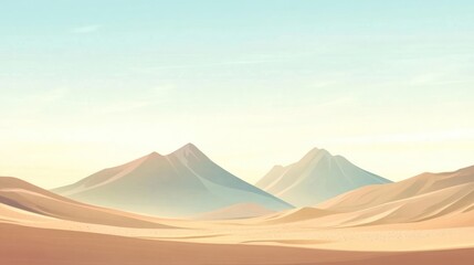 Desert sunrise, mountains, dunes, calm, background