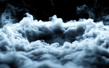 A swirling cloud of mist and vapor creates an ethereal atmosphere, resembling a mystical landscape or smoke formation.