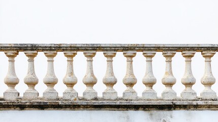 Fototapeta premium Stone balustrade, exterior, white background, design