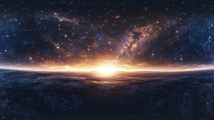 Fototapeta premium Sunrise Planet Space 360 VR Background