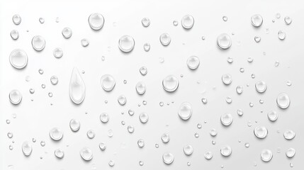 Closeup of Clear Water Drops on Smooth Surface with Soft Light Background