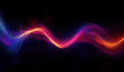 Abstract wave lines pattern dynamic colorful light flowing isolated on black background. concept of music, party, technology, modern. Abstract flowing wavy lines. Colorful dynamic wave