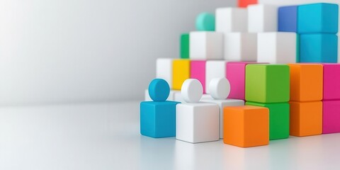 Obraz premium Colorful blocks symbolize teamwork and collaboration in business.
