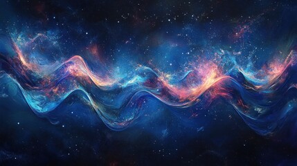 Cosmic Waves Flowing Nebula Background