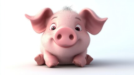 Happy piglet cartoon studio shot