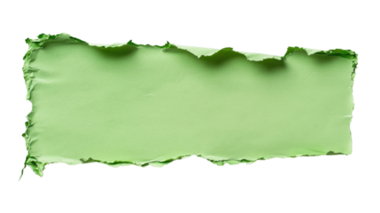 Green torn paper piece with transparent background for easy integration