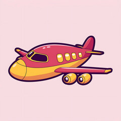 Digital illustration of a cartoon-style airplane. The background is a solid white.