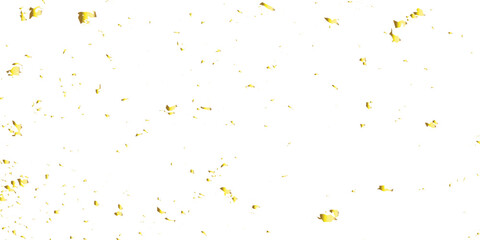 Luxury golden confetti glitter and zigzag ribbon falling down on transparent background. Holyday, festive and celebration background. Vector illustration.