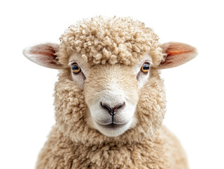 Fototapeta premium Sheep portrait farm animal isolated on transparent background - Generative AI