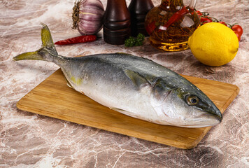 Raw Japanese Amberjack for cooking