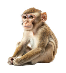 Curious monkey posing indoors animal portrait isolated on transparent background - Generative AI