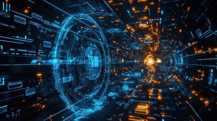 A financial station where spacecraft shuttle encrypted transactions