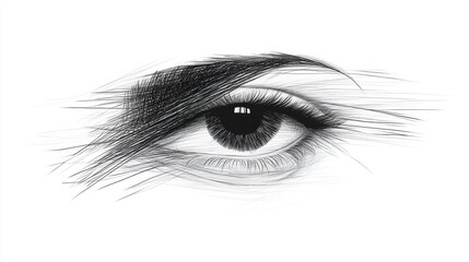 Fototapeta premium Artistic sketch of human eye with detailed focus on realistic textures