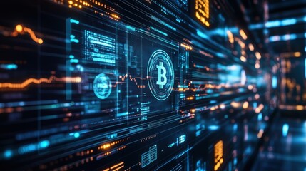 A spaceport where encrypted assets move through docking terminals