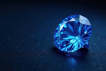 Fototapeta premium Sparkling blue sapphire gemstone on a dark background, glamour, high end