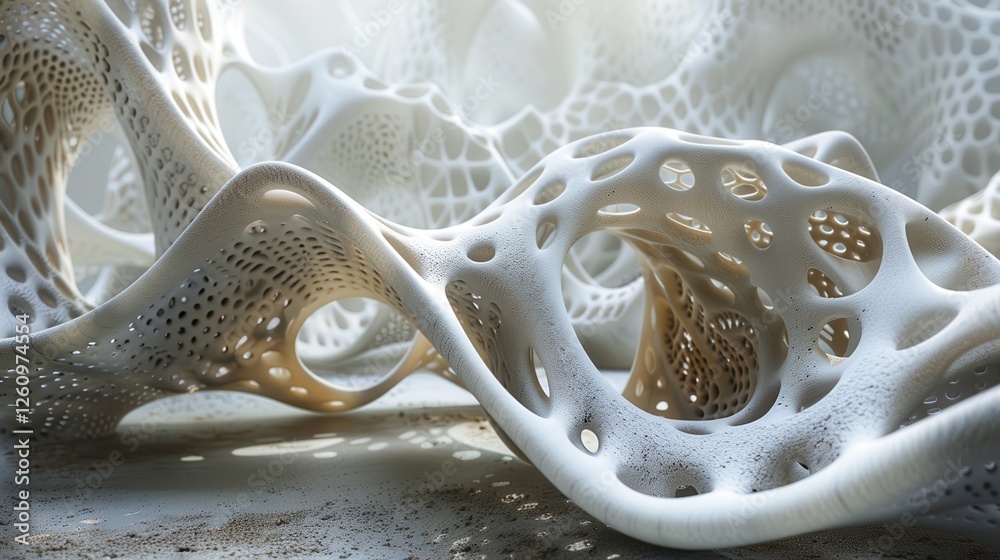 Fototapete abstract white organic structure with intricate patterns representing technology and innovation in a