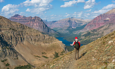 Fototapeta premium Continental Divide Trail to Scenic Point - Glacier National Park -with views of Two Medicine lake