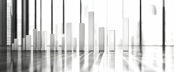 Obraz premium Abstract financial background with a white bar graph and data chart