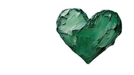 Green heart painting representing love and affection on transparent background