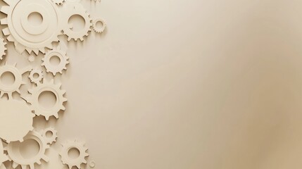 Beige gears background, mechanism, copy space