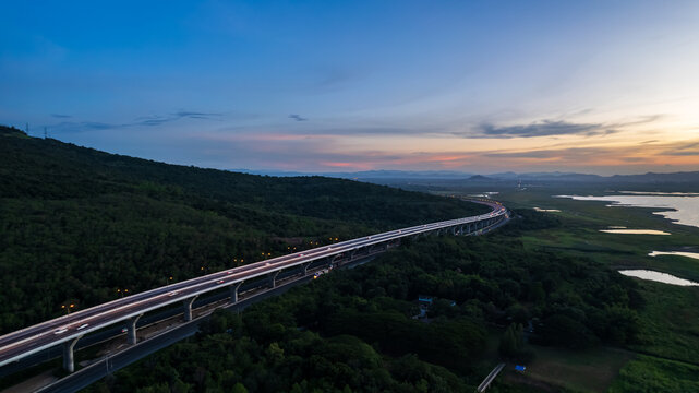 Lam takhong view from drone on sunset