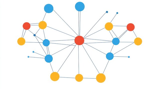 Network graph, nodes, connections, data visualization, background