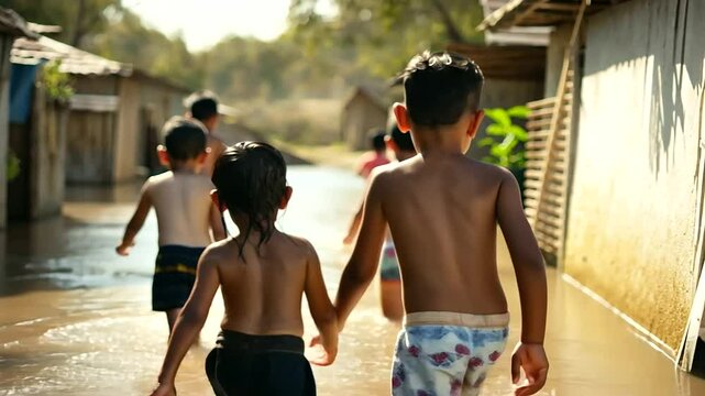 Family Relocating to Temporary Shelter After Losing Home in Flood