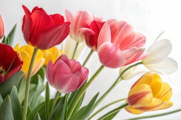 Tulips on white background